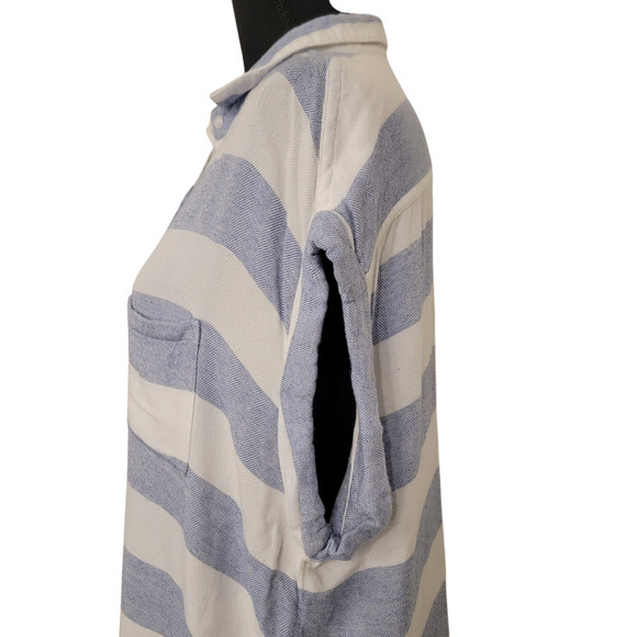 Rails Striped Button Collar Cap Sleeve Beachy Coastal Nautical Fisherman Blue - Picture 10 of 14